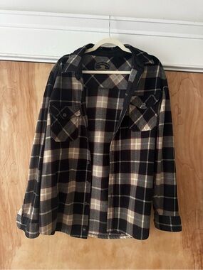 Women’s Plaid Flannel Shirt - Black & Cream